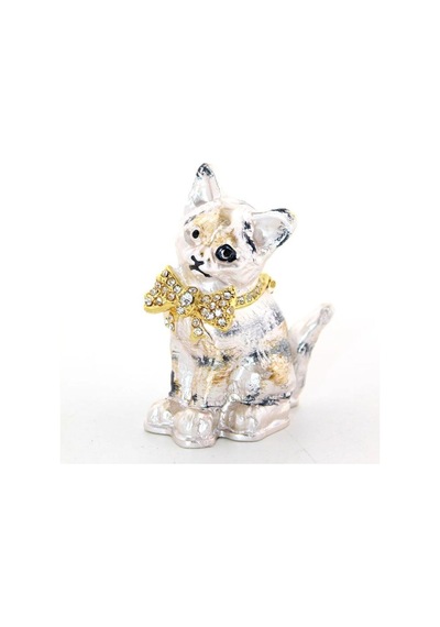 Swaroski Taşlı Kedi Dekoratif Obje 7x6 Cm