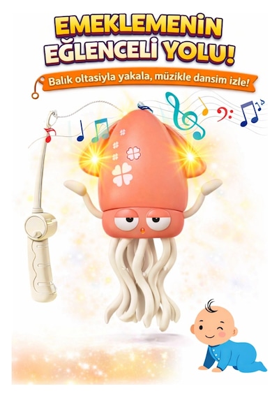 Dans Eden Şarjlı Müzikli Işıklı Ahtapot-emeklemeye Yardımcı Dansçı Kali Pembe