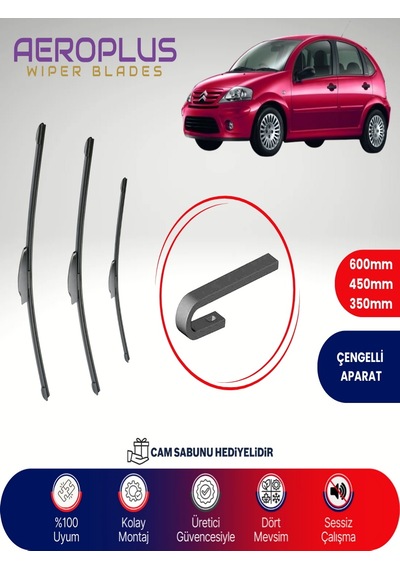 Aeroplus Citroen C3 Ön Arka Muz Silecek Takımı 2002-2009
