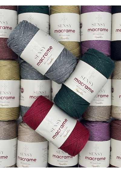 Sensy 3 Mm Simli Polyester Makrome İpi Ekru 250 Gr Supla İp Ve Çanta İpi Polyester İp