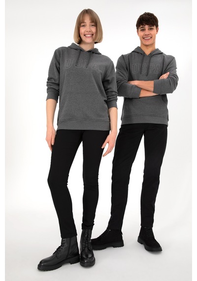 U.S. Polo Assn. Erkek Regular Fit Kapüşonlu Antrasit Melanj Basic Sweatshirt 50295175-VR081