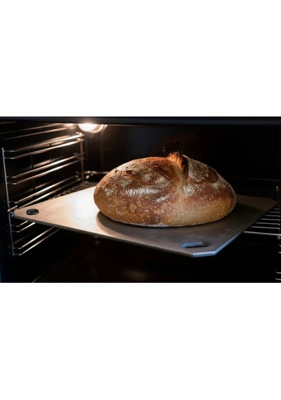 Gartner Pizza Çeliği - Pizza Taşı- Taş Fırın Lezzeti- 304 Paslanmaz Çelik - 36x33 Cm Gri