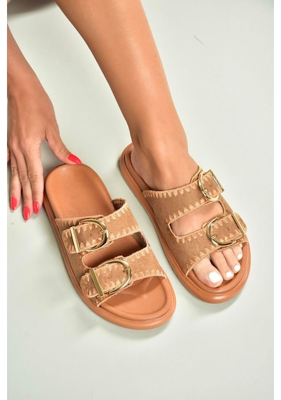 Fox Shoes U267146202 Taba Süet Kadın Terlik Taba-süet