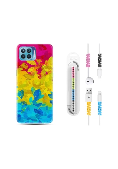Oppo Reno 4 Lite Kılıf Kablo Koruyuculu Yapraklar 1634