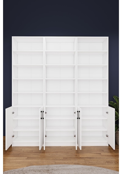 Asra Trend K-50 %100 MDF 180 cm 3 Modüllü Kapaklı Kitaplık Raflı Kütüphane Beyaz Asra Trend K-50 %100 MDF 180 cm 3 Modüllü Kapaklı Kitaplık Raflı Kütüphane Beyaz