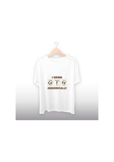 Kahve Sever Periyodik Tablo Unisex Tişört Beyaz