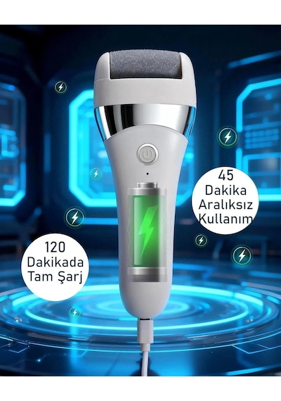 Şarjlı Elektrikli Topuk Törpüsü Ayak Bakım Cihazı 3 Başlıklı Suya Dayanıklı Dijital Ekranlı