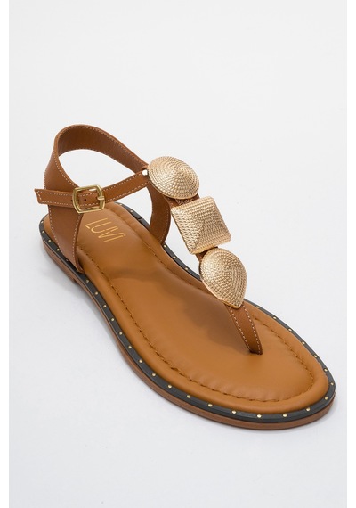 Luvishoes Luvi Shoes Helen Taba Hakiki Deri Parmak Arası Gold Tokalı Kadın Sandalet Taba Luvishoes Luvi Shoes Helen Taba Hakiki Deri Parmak Arası Gold Tokalı Kadın Sandalet Taba