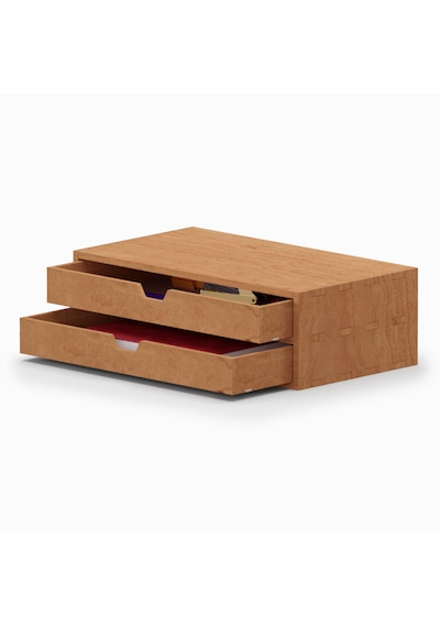 Desna İki Katlı İki Çekmeceli Dolap - Kiraz 34 Cm Uzunluk X 19 Cm Derinlik X 10.8 Cm Woodsaka Doğal Ahşap