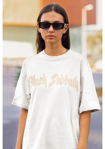 Black Sabbath The End World Tour Baskılı Unisex Oversize Rock Met Beyaz