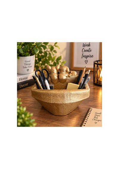 Dekoratif Hayvan Figürlü Masaüstü Organizer Kalemlik Takı Toka Anahtar Düzenleyici Çok Amaçlı Polyester 14x19 Cm Altın