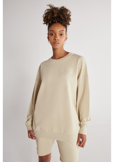 AC&Co / Altınyıldız Classics Erkek Bej Oversize Fit Geniş Kesim Bisiklet Yaka Pamuklu Sweatshirt Krem AC&Co / Altınyıldız Classics Erkek Bej Oversize Fit Geniş Kesim Bisiklet Yaka Pamuklu Sweatshirt Krem