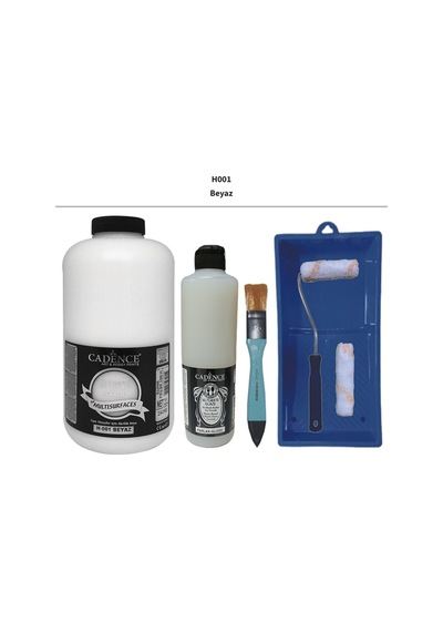 Mobilya Boyası - Cadence Multisurface H-001 Beyaz 2 Lt Ultimate Parlak Vernik 500ml Saten Rulo Set