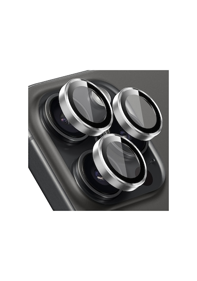 Buff Apple Uyumlu iPhone 15 Pro Max / 15 Pro Kamera Metal Lens Koruyucu Gümüş