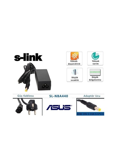 S-Link Sl-Nba440 40W 19V 2.15A 5.5x2.5 Minibook Standart Uç Caspe