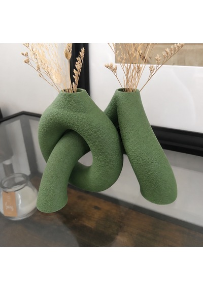 3d Baskı Interlocking Vazo - İç İçe Geçen Dekoratif Vazo-yeşil Çok Renkli