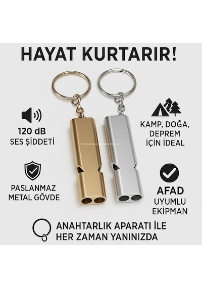 Acil İmdat Düdüğü Alüminyum Islık Anahtarlık Kamp Yürüyüş Aksesuarı Çok Renkli