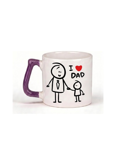 Babaya Özel I Love Dad Yazılı Kupa Bardak - Komik Tasarım Baskılı Seramik Hediye Kupa Bardak Çok Renkli