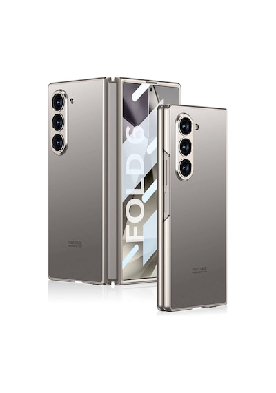 Galaxy Uyumlu Z Fold 6 Kılıf Titanyum Metal Tasarımlı Redclick Kıpta Caz Kapak - Titanyum - Gri