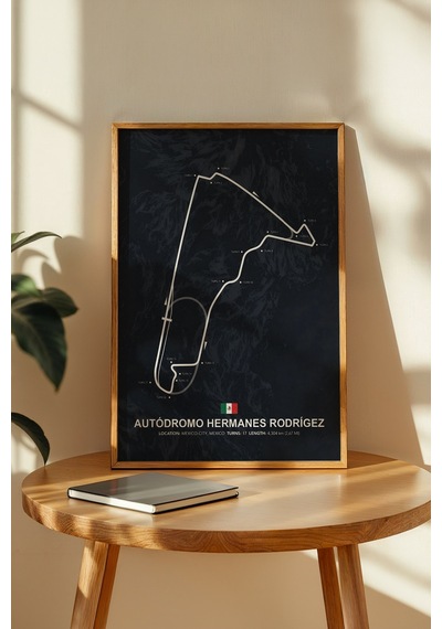 Autódromo H. Rodríguez F1 Pisti Ahşap Çerçeveli Tablo Meksika Gp Poster Ahşap 01