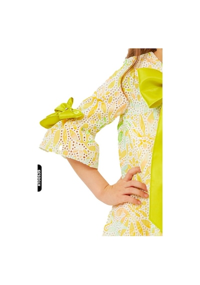 Xo Kids A-line Kalıplı Büzgülü Kollu Kurdele Detaylı Yay Başörtülü Kız Çocuk Elbise 1-5 Yaş 6564 Yeşil