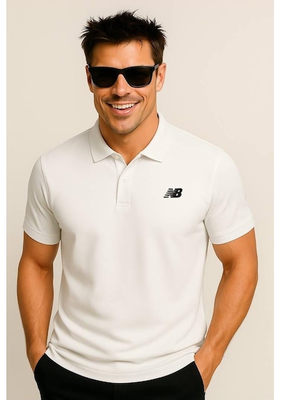 New Balance Beyaz Classic Basic Logo Polo Yaka Pike Tişört Mnt3415-wt Beyaz