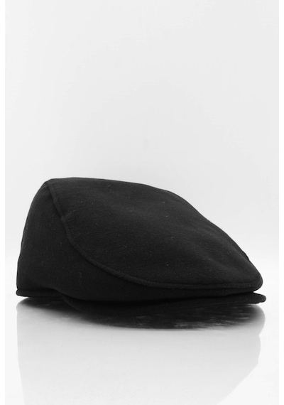 Külah Erkek Şapka Siyah Kışlık Trend Flat Cap Yün Kasket-Siyah-Standart