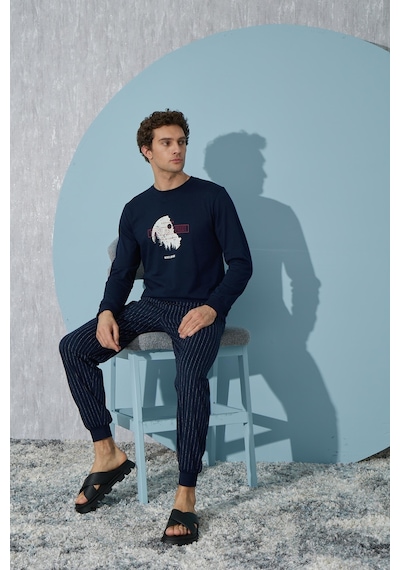 Sevim Erkek Uzun Kol Lacivert Pijama Takımı C9t4n3o3 001