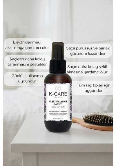K K-care Cosmetics Elektriklenme Karşıtı Saç Spreyi 250 Ml