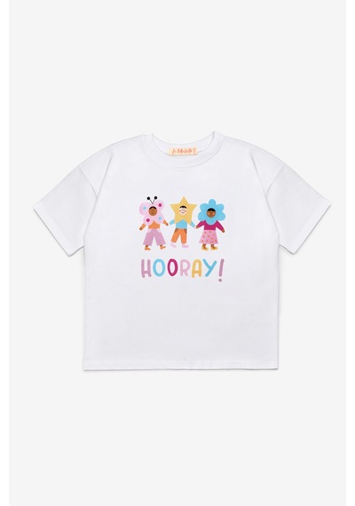 Le Mabelle Lila Hooray Baskılı Çizgi Desenli Çocuk Tişört Pantolon Takım - Edna Lila