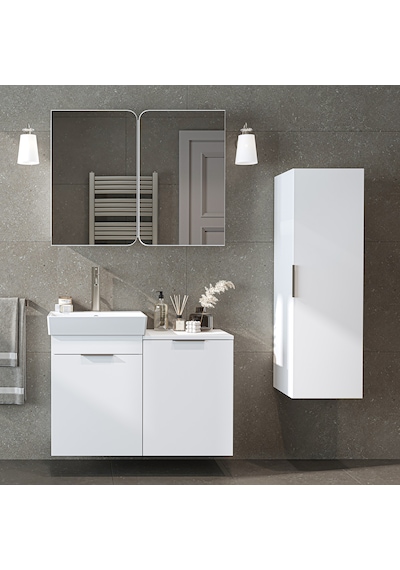 Dubai Mdflam Sepetli Banyo Dolabı Seti, Lavabolu Alt Dolap + Aynalı Banyo Üst Dolabı + Boy Dolabı Beyaz Dubai Mdflam Sepetli Banyo Dolabı Seti, Lavabolu Alt Dolap + Aynalı Banyo Üst Dolabı + Boy Dolabı Beyaz