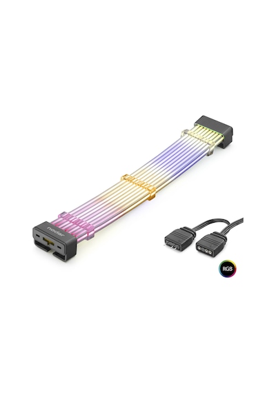 NODAR ND2813B 2x8 Pin ARGB PCIe GPU Güç Uzatma Kablosu Bükülebilir 2 mm 108 LED Siyah