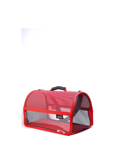 Tr Flybag Voyager Fileli Şeffaf Model Kedi Köpek Taşıma Çantası, 46x30x27 Cm, Kırmızı