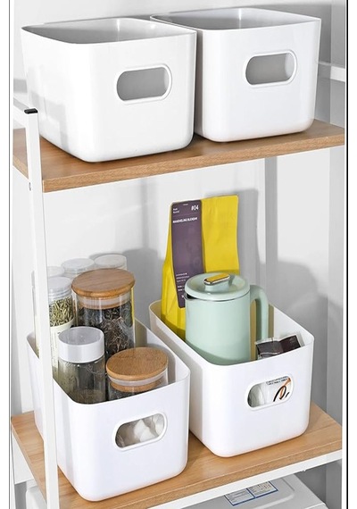 4'lü 3.5 Litre Beyaz Dolap Içi, Buzdolabı Düzenleyici, Banyo Organizer Sepet Beyaz