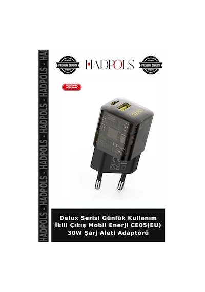 Delux Serisi Günlük Kullanım İkili Çıkış Mobil Enerji Ce05 Eu 30w Şarj Aleti Adaptörü