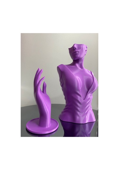 Mor Renk Dekoratif Takı Mankeni Ve El 2'li Set Takı Teşhir Standı 30 Ve 18 Cm Takı Organizeri Küpe