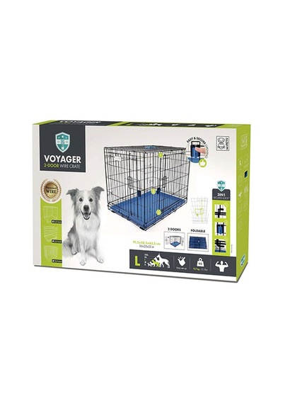 M-pets Voyager 2 Kapılı Köpek Kafesi Large Mavi 91x58x63 Cm 244-52028.03