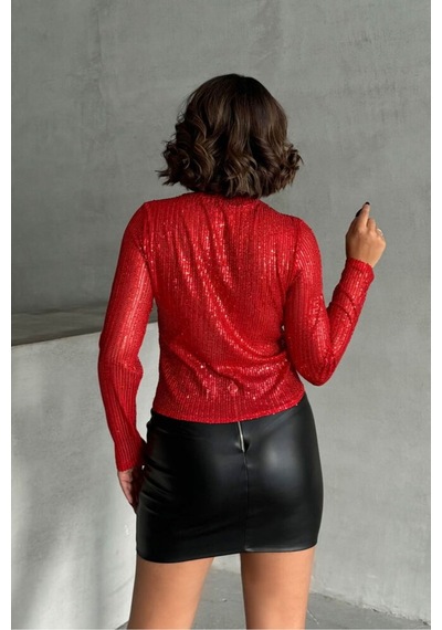 Verymoda Pullu Bluz F1866 Kırmızı