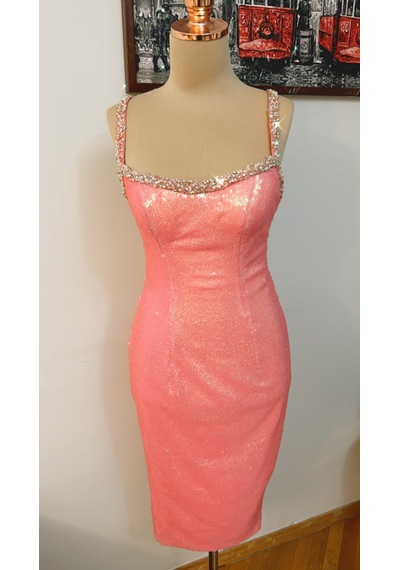 Chica Rosa Fashion Swarowski Taş, İnci Ve Boncuk İşlemeli Pembe Elbise Pearl