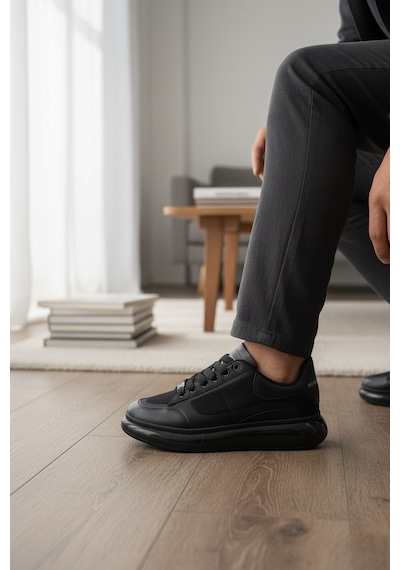 Enoch Erkek Alex Model Sneaker Kalın Tabanlı Oversize Model Lüks Ve Tok Görünüm Siyah