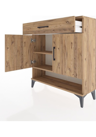 Arges Şifonyer 2 Raflı Tek Çekmeceli 2 Kapaklı 88x30x96 Çam-çam Çam
