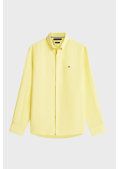 Tommy Hilfiger Keten Regular Fit Uzun Kollu Gömlek Erkek Gömlek Mw0mw41530 Zf0 Açık Sarı