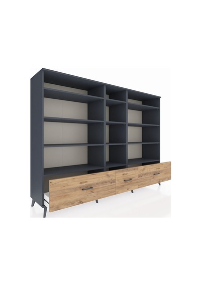 Hyperion Dolap 12 Raflı 3 Çekmeceli 220x44x163 Antrasit-antrasit Antrasit-antrasit/çam Hyperion Dolap 12 Raflı 3 Çekmeceli 220x44x163 Antrasit-antrasit Antrasit-antrasit/çam
