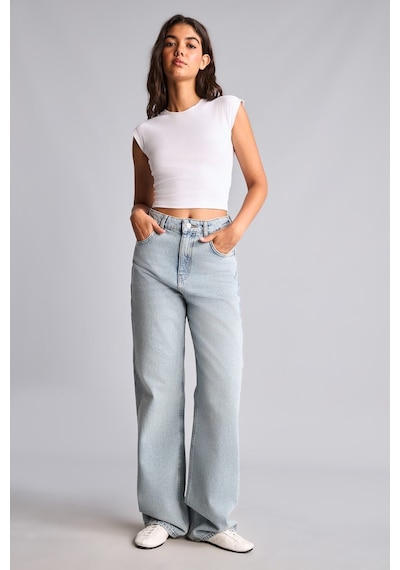 Defacto %100 Pamuk Yüksek Bel 90s Wide Leg Jean Pantolon H6913ax26aunm85 İndigo-nm85