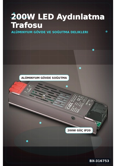 24v Şerit Led Trafosu 200w 8a Bakır Sargılı Klemensli Güç Kaynağı - 1 Adet Bx-316753