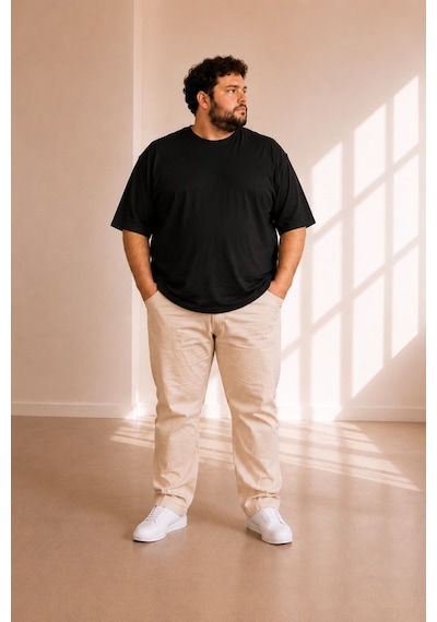 Sngl Tekstil Erkek Büyük Beden Oversize Kısa Kollu T-shirt 3xl 4xl 5xl 6xl 7xl 8xl 9xl 10xl Siyah