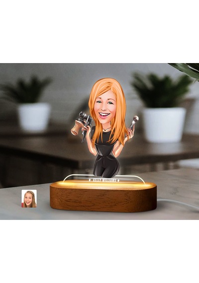 Bk Gift Kişiye Özel Güzellik Uzmanı Karikatürlü Dekoratif 3d Biblo Led Işıklı Gece Lambası-1, Arkadaşa Hediye Kobitmeyen138310 Bk Gift