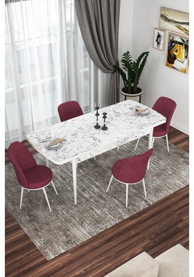 Canisa Kor Serisi 70x114 Açılabilir Mutfak Masası Takımı Beyaz Mermer Desen Masa 4 Bordo Sandalye Masa Beyaz Mermer Desenli Sandalyeler Bordo Canisa Kor Serisi 70x114 Açılabilir Mutfak Masası Takımı Beyaz Mermer Desen Masa 4 Bordo Sandalye Masa Beyaz Mermer Desenli Sandalyeler Bordo