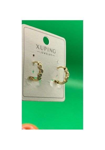 Xuping Altın Renginde Minimal Halka Zirkon Taşlı Çelik Halka Küpe