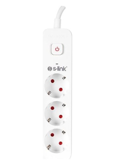 S-link Spg301s 1.5m 3x1.5mm 100 Yüzde Bakır 750 Joule 3 Lü Anahtarlı Akım Korumalı Priz Kdo